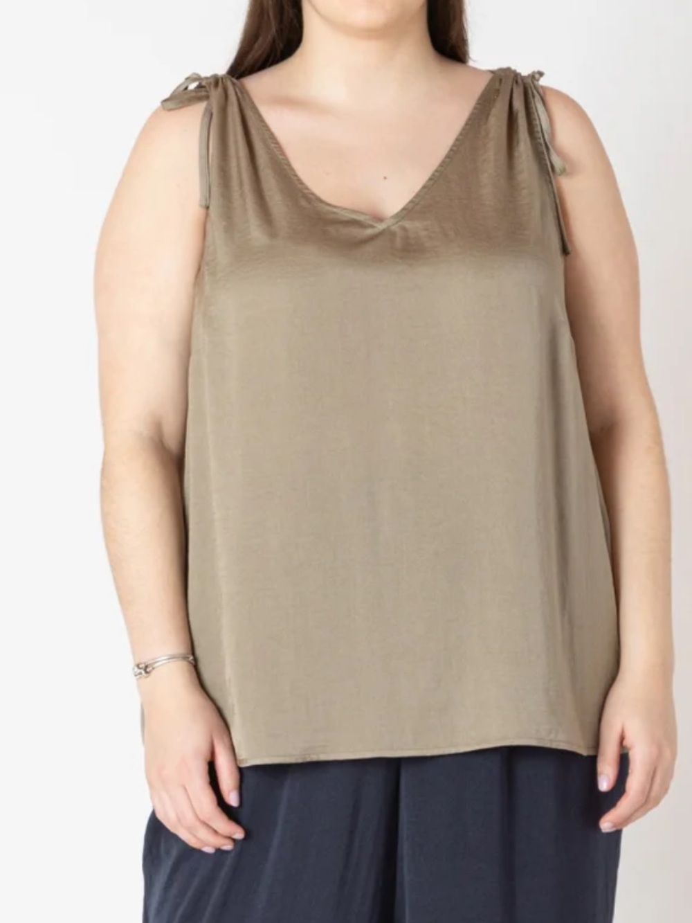 Black Tape Tie-Shoulder V-Neck Top